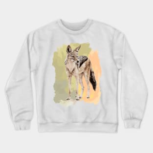 Black-backed Jackal Watercolor Artwork for Jackal Fans Crewneck Sweatshirt